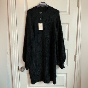 Bardot sweater dress. XL Black Fuzzy Knit Dress